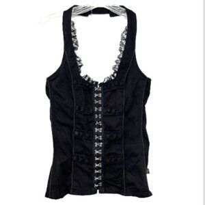 Tripp NYC ladies Halter Top Corset Small Goth Lace emo core 90s punk y2k capsule